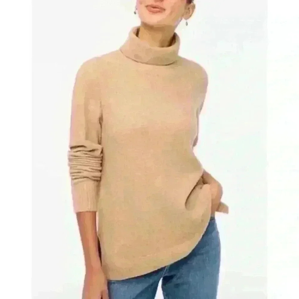 NWT! J. Crew Camel Brown Extra Soft Wool Blend Turtleneck Sweater